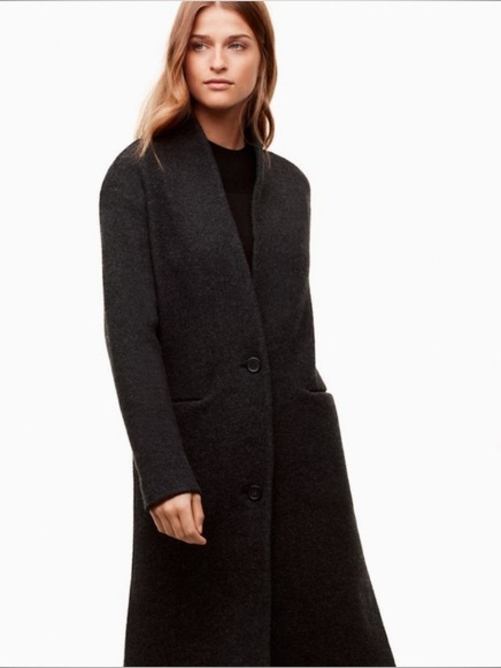 NWT Aritzia Wilfred Dujardin 100% Merino Wool Jacket Coat Heather Black XS